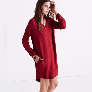 Madewell Burgundy Long Sleeve Mini Dress